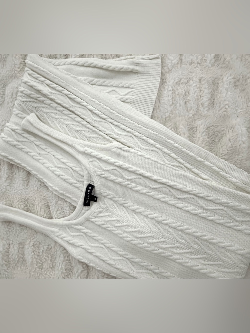 WILLIAM B White Cable Knit Women's Maxi Dress - Small